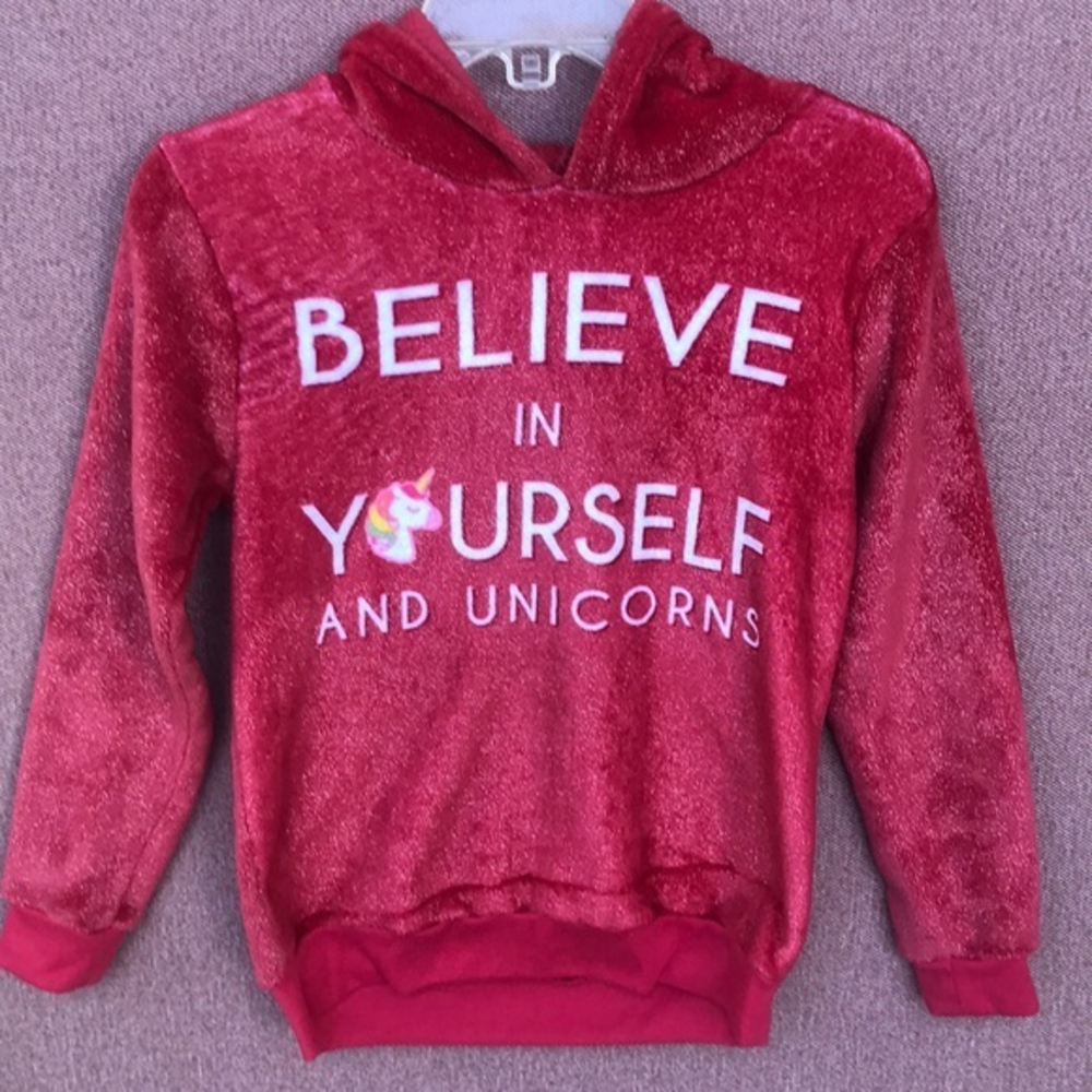 Believe in Yourself and Unicorns hooded sweatshirt